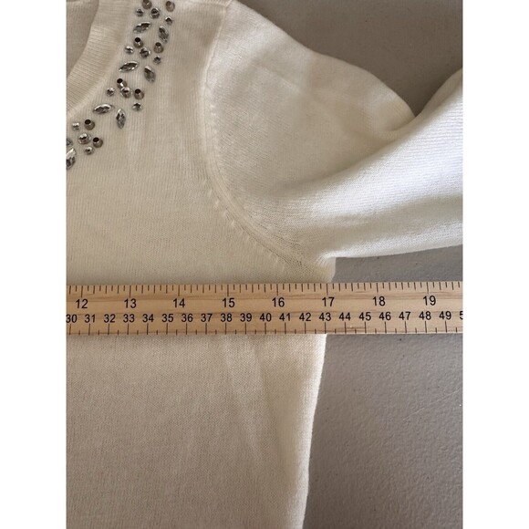 U.S. POLO ASSN. Sweater Jewel Neckline Embellish White Long Sleeve Women's Small - Picture 11 of 13